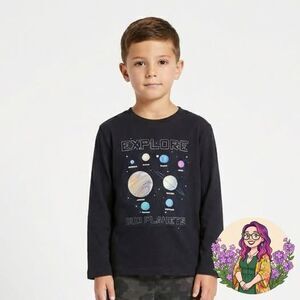 Wonder Nation Kids Boys Size 8 Solar System "Explore Our Planets" Shirt